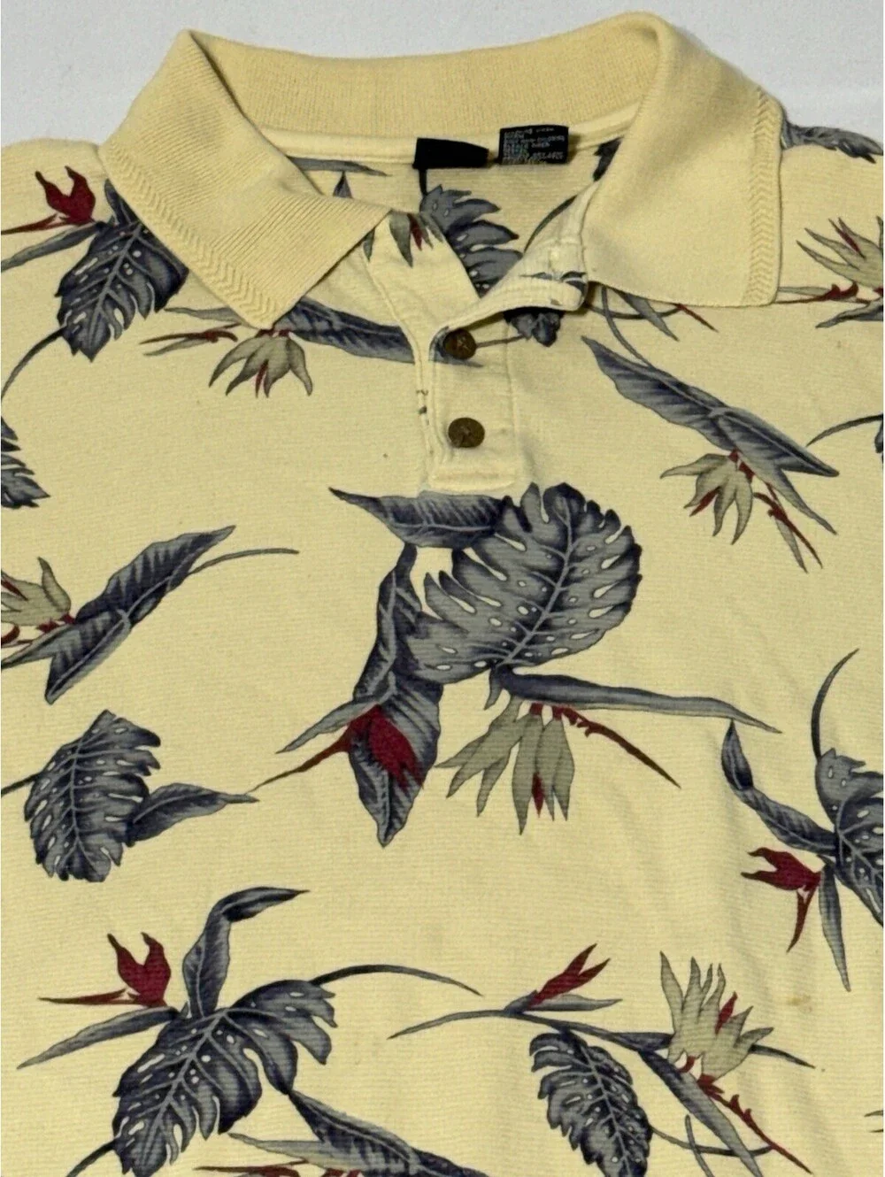 Vintage Cherokee Brand Golf Polo, Yellow, Floral, Size Medium